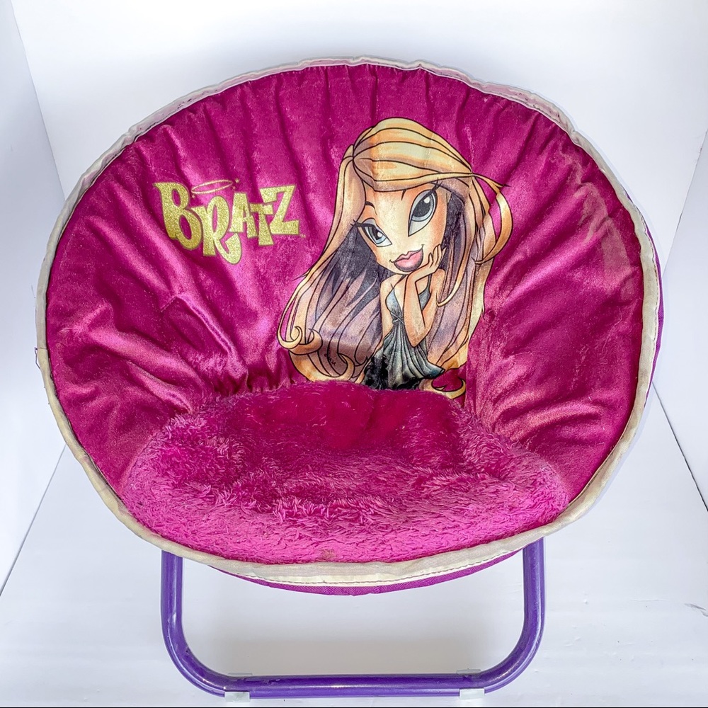 RARE GIRLS Bratz Yasmin Sasha Jade Foldable Saucer Moon Pink PurpleChild’s Chair